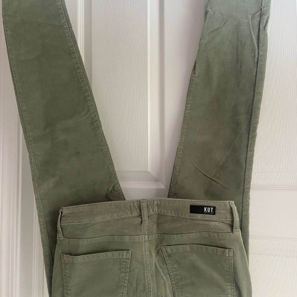 Kut from the Kloth Olive Corduroy Straight-Leg Pants - Picture 2 of 7